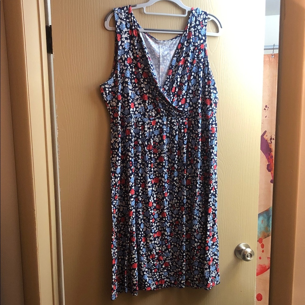St. John's Bay Floral Midi Dress - Blue and Red